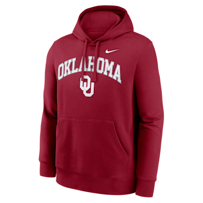 Oklahoma Arch Men's Nike College Pullover Hoodie - Crimson